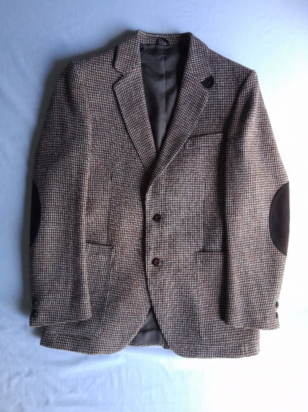 Vintage Harris Tweed Wool Blazer Sport Jacket Brown Made In Canada Size 40R